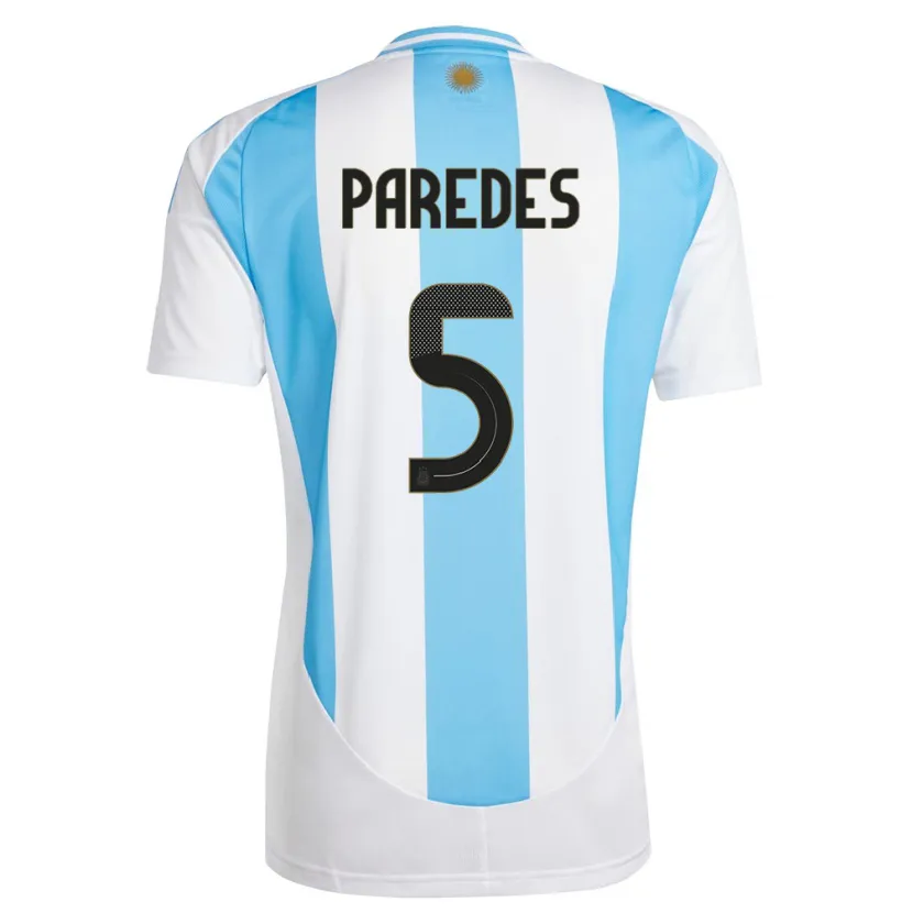 Danxen Men Argentina Leandro Paredes #5 White Blue Home Jersey 24-26 T-Shirt