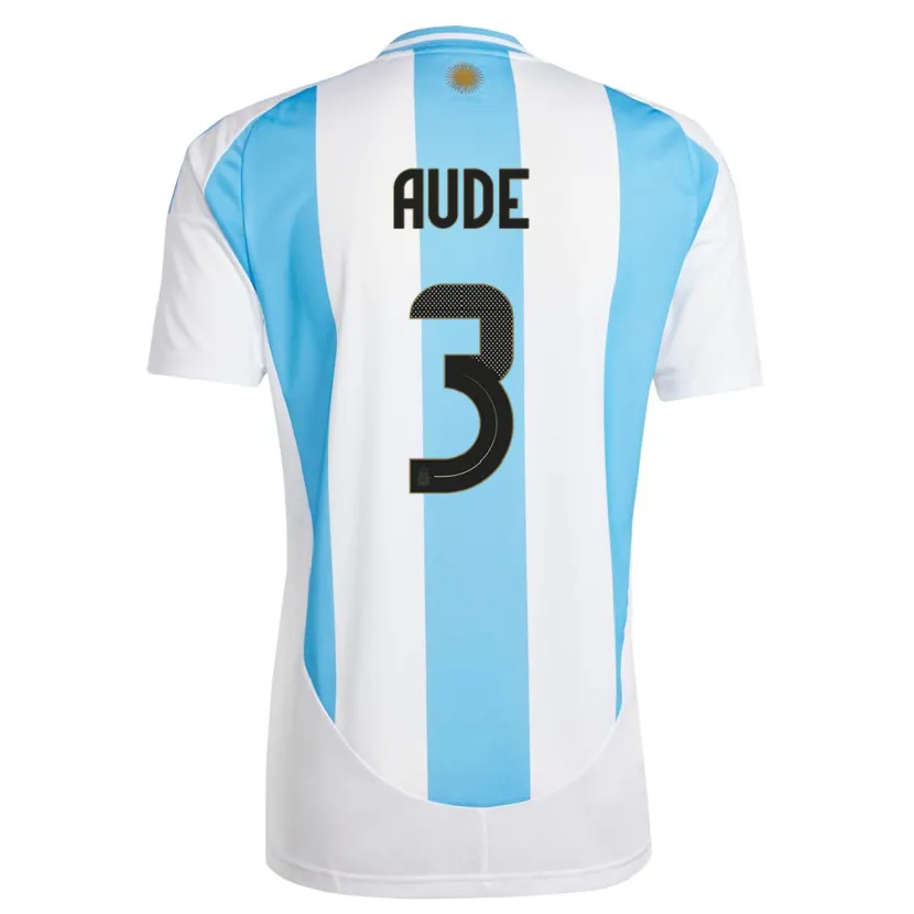 Danxen Men Argentina Julian Aude #3 White Blue Home Jersey 24-26 T-Shirt