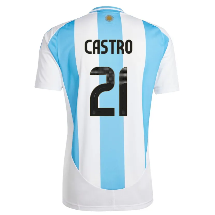 Danxen Men Argentina Santiago Castro #21 White Blue Home Jersey 24-26 T-Shirt