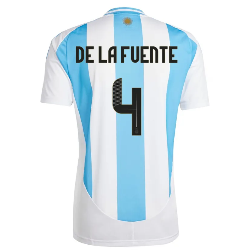Danxen Men Argentina Hernan De La Fuente #4 White Blue Home Jersey 24-26 T-Shirt