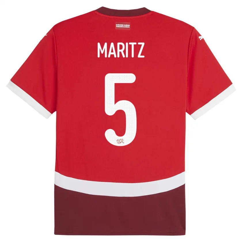 Danxen Men Switzerland Noelle Maritz #5 Red Home Jersey 24-26 T-Shirt