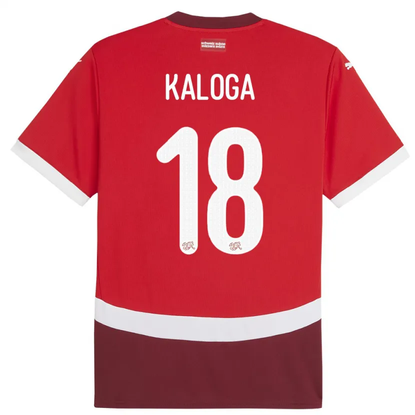 Danxen Men Switzerland Issa Kaloga #18 Red Home Jersey 24-26 T-Shirt