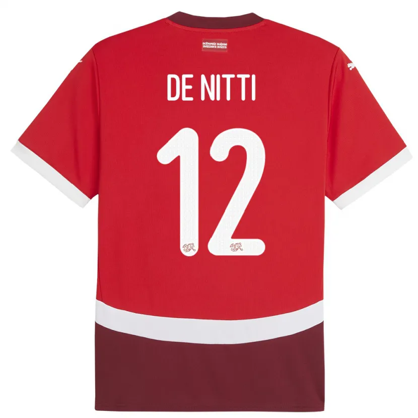 Danxen Men Switzerland Gianni De Nitti #12 Red Home Jersey 24-26 T-Shirt