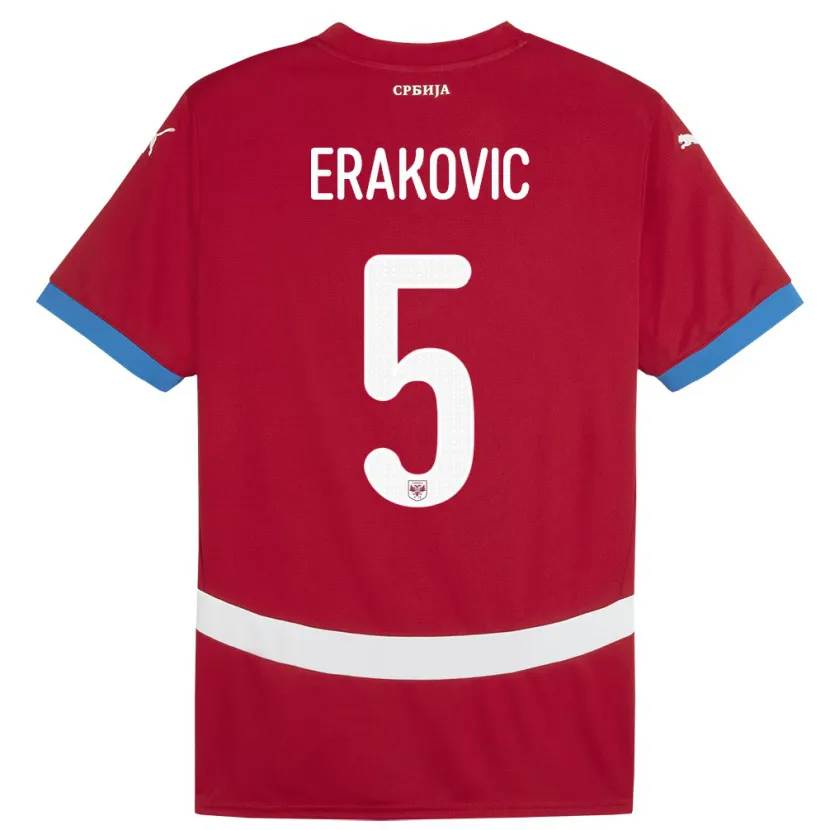 Danxen Men Serbia Strahinja Erakovic #5 Red Home Jersey 24-26 T-Shirt