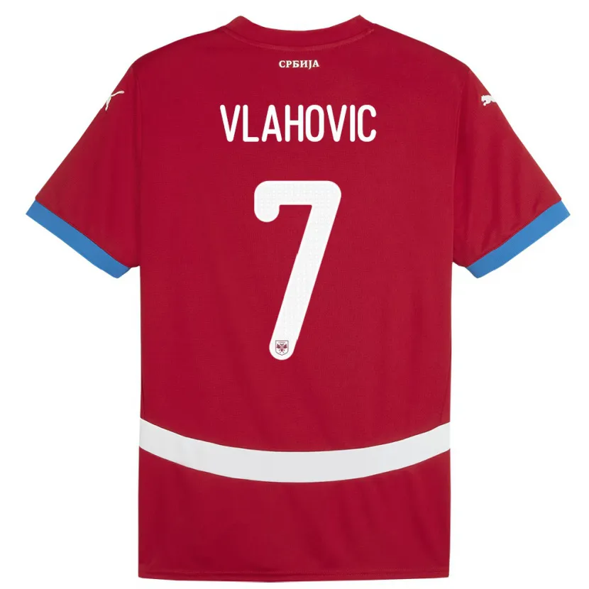 Danxen Men Serbia Dusan Vlahovic #7 Red Home Jersey 24-26 T-Shirt