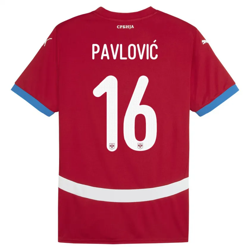 Danxen Men Serbia Sara Pavlovic #16 Red Home Jersey 24-26 T-Shirt