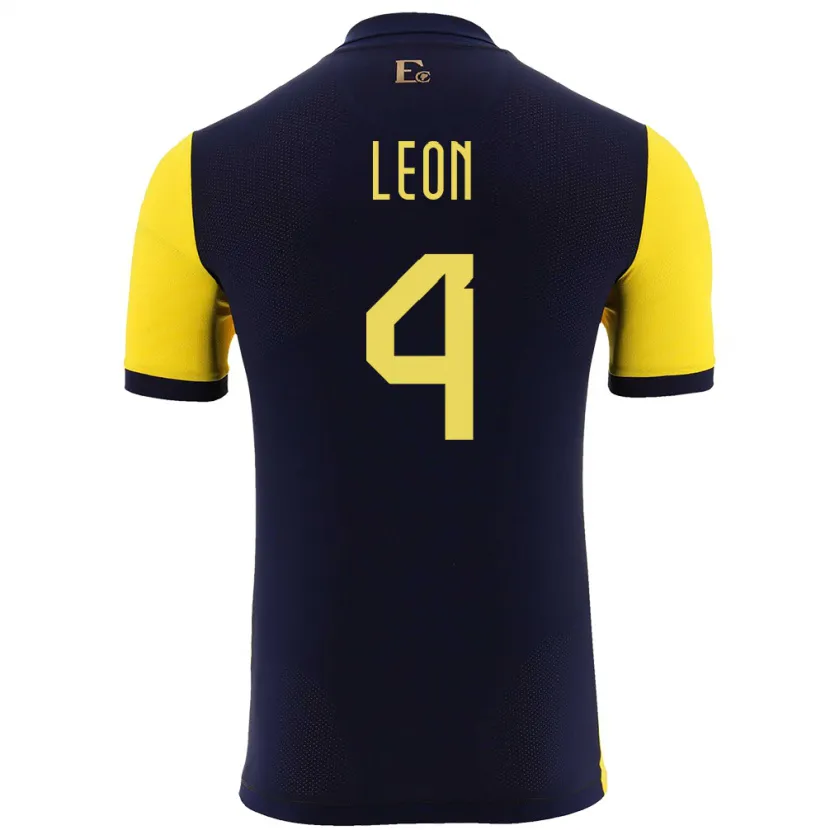 Danxen Men Ecuador Fernando Leon #4 Yellow Home Jersey 24-26 T-Shirt