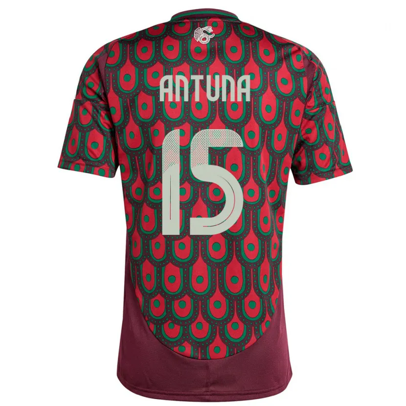 Danxen Men Mexico Uriel Antuna #15 Maroon Home Jersey 24-26 T-Shirt