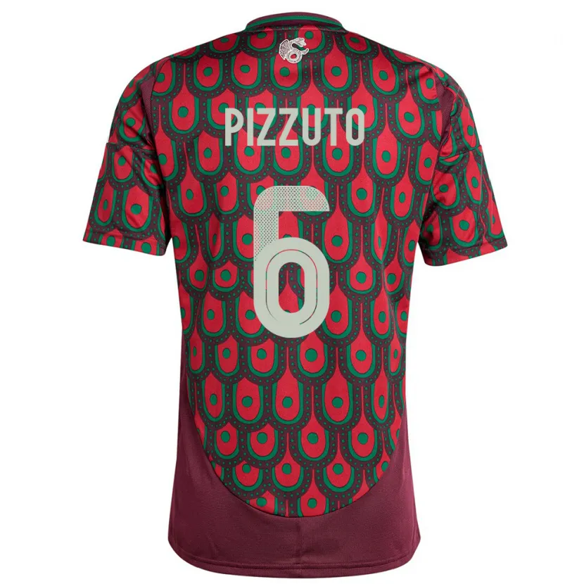 Danxen Men Mexico Eugenio Pizzuto #6 Maroon Home Jersey 24-26 T-Shirt