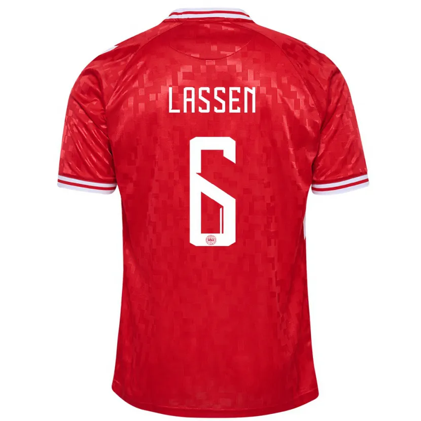 Danxen Men Denmark Noah Lassen #6 Red Home Jersey 24-26 T-Shirt