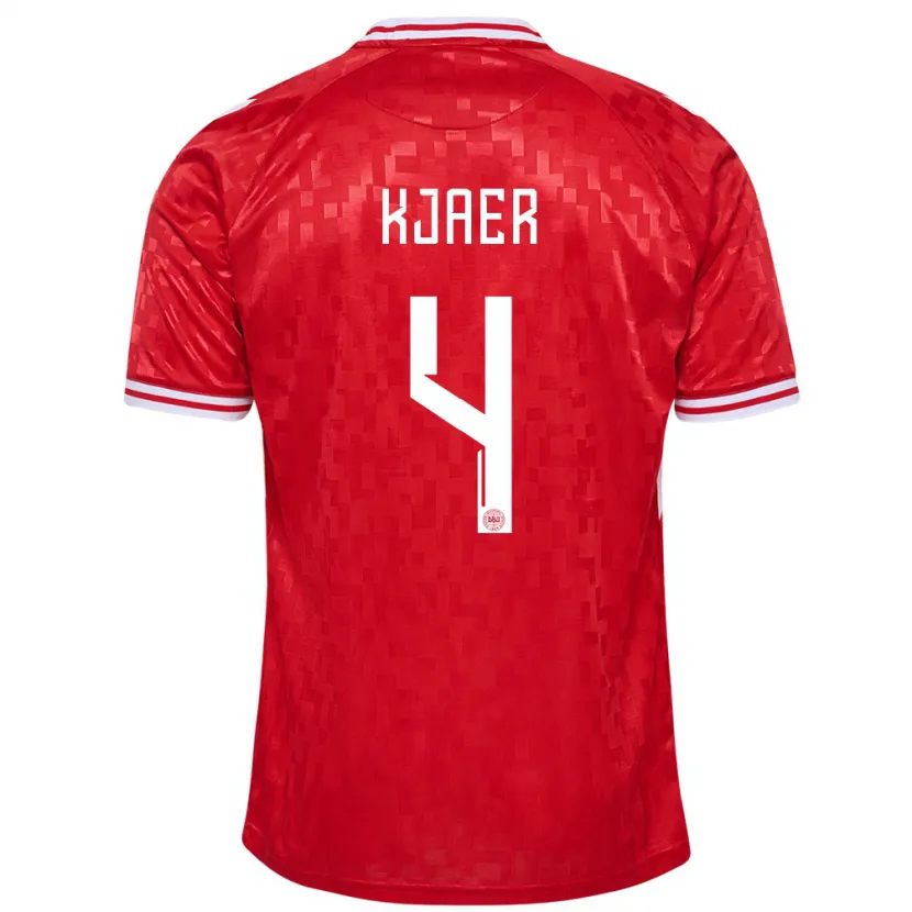 Danxen Men Denmark Simon Kjaer #4 Red Home Jersey 24-26 T-Shirt