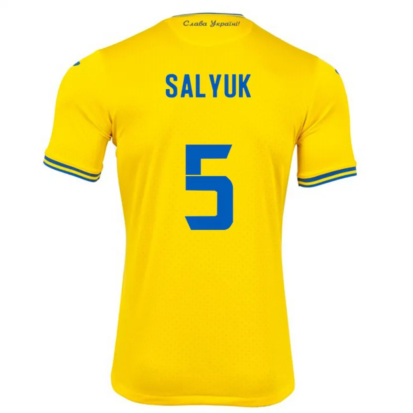 Danxen Men Ukraine Volodymyr Salyuk #5 Yellow Home Jersey 24-26 T-Shirt