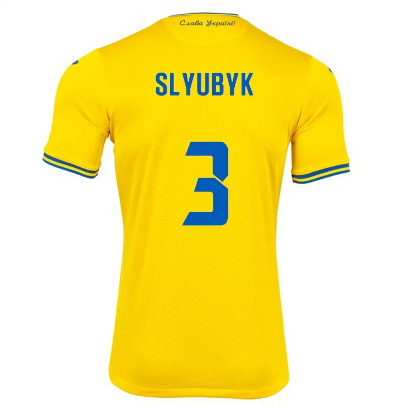Danxen Men Ukraine Bogdan Slyubyk #3 Yellow Home Jersey 24-26 T-Shirt