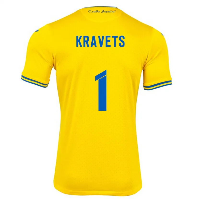 Danxen Men Ukraine Vladyslav Kravets #1 Yellow Home Jersey 24-26 T-Shirt
