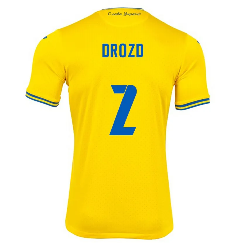 Danxen Men Ukraine Anton Drozd #2 Yellow Home Jersey 24-26 T-Shirt