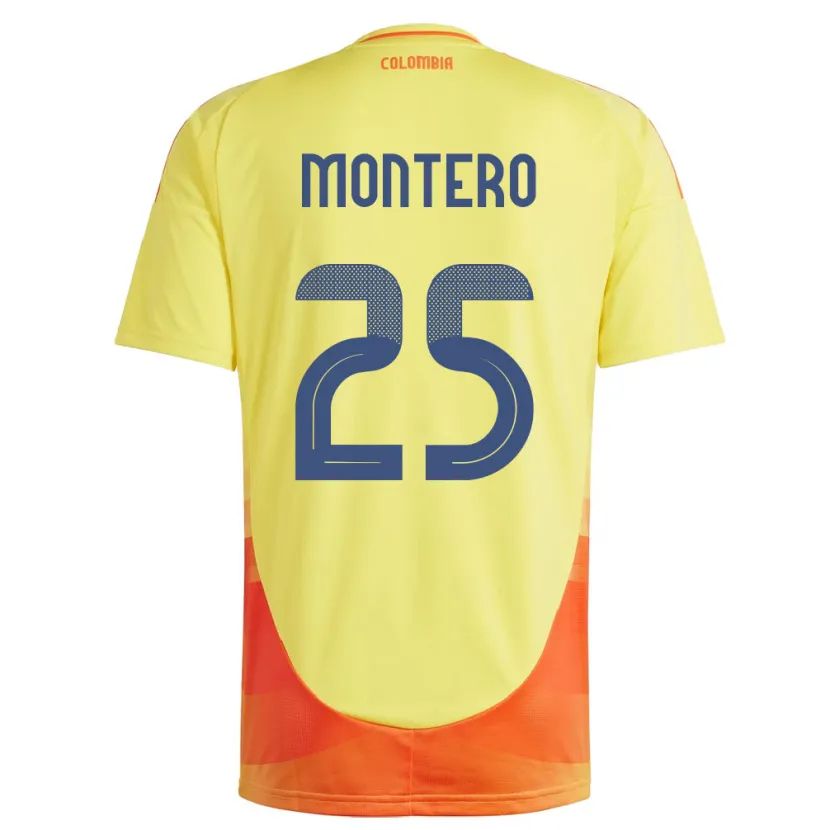 Danxen Men Colombia Álvaro Montero #25 Yellow Home Jersey 24-26 T-Shirt