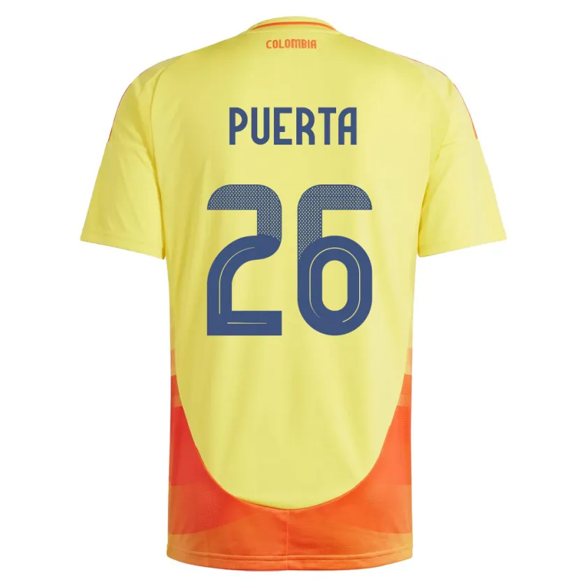 Danxen Men Colombia Gustavo Puerta #26 Yellow Home Jersey 24-26 T-Shirt