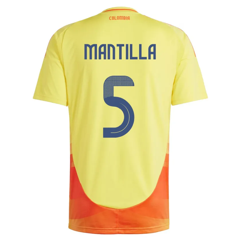 Danxen Men Colombia Kevin Mantilla #5 Yellow Home Jersey 24-26 T-Shirt
