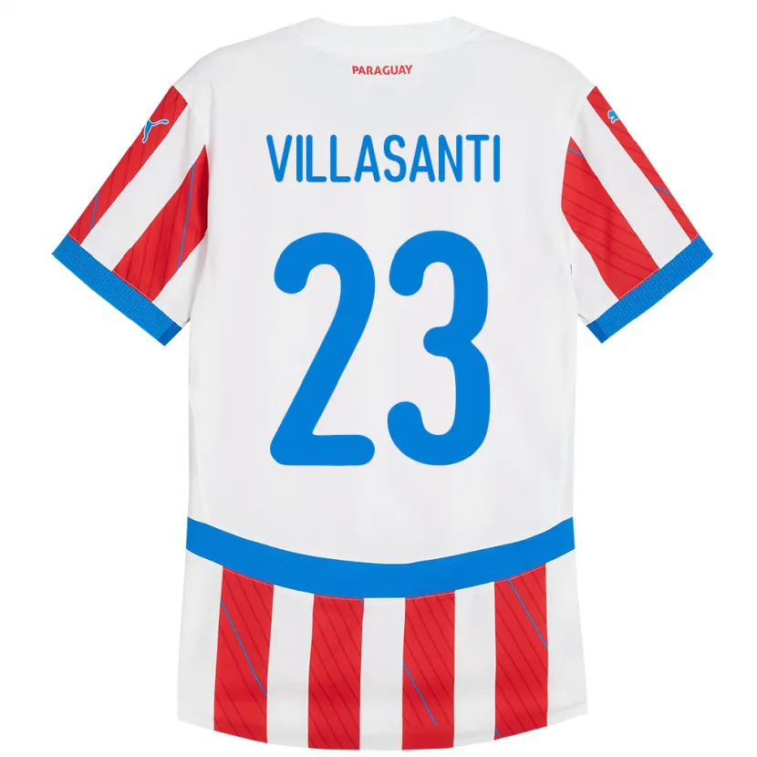 Danxen Men Paraguay Mathías Villasanti #23 White Red Home Jersey 24-26 T-Shirt