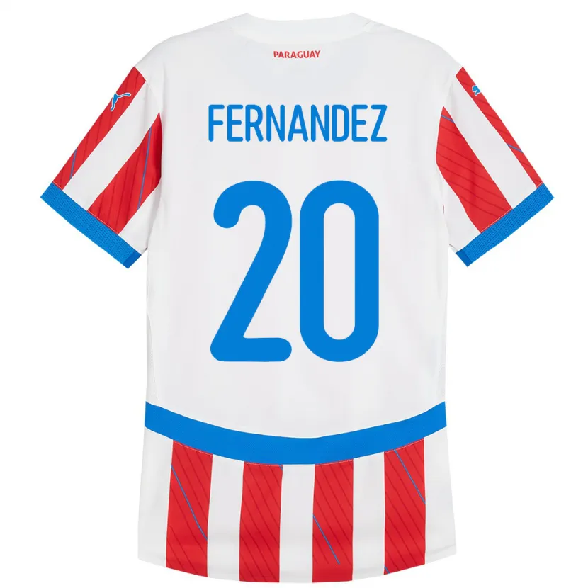 Danxen Men Paraguay Marcelo Fernández #20 White Red Home Jersey 24-26 T-Shirt