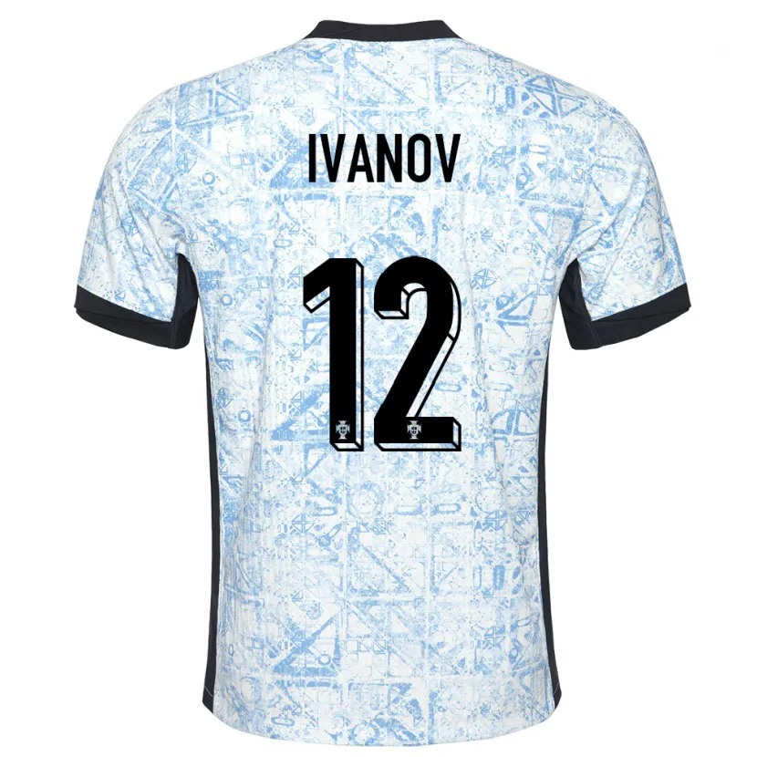 Danxen Men Portugal David Ivanov #12 Cream Blue Away Jersey 24-26 T-Shirt