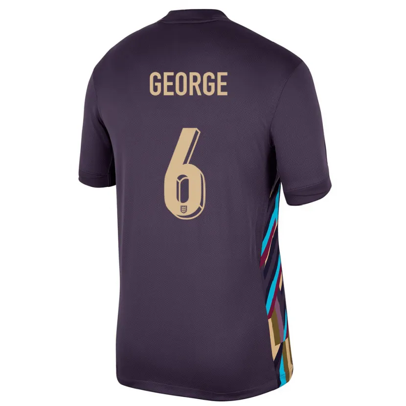 Danxen Men England Gabby George #6 Dark Raisin Away Jersey 24-26 T-Shirt