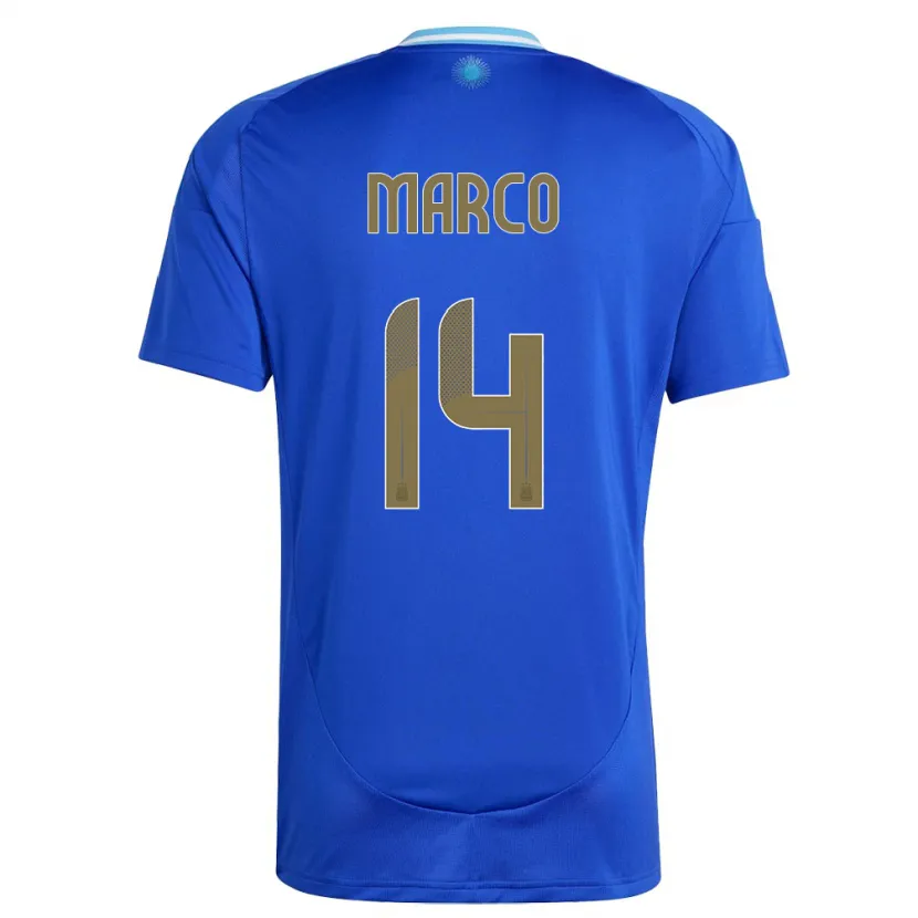 Danxen Men Argentina Francisco Marco #14 Blue Away Jersey 24-26 T-Shirt