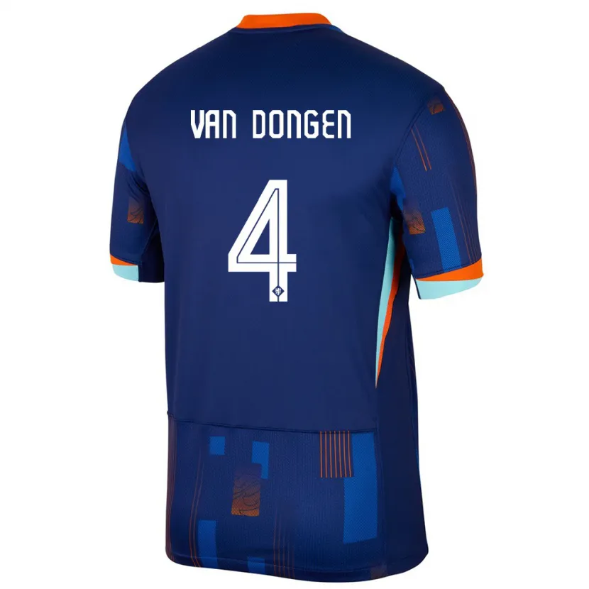 Danxen Men Netherlands Merel Van Dongen #4 Blue Away Jersey 24-26 T-Shirt