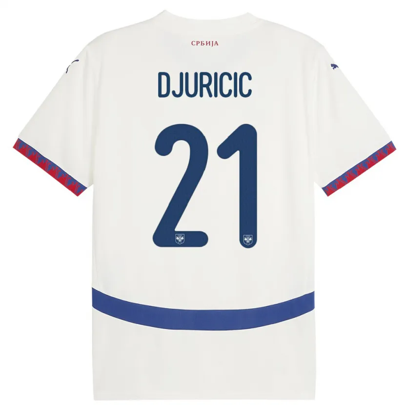 Danxen Men Serbia Filip Djuricic #21 White Away Jersey 24-26 T-Shirt