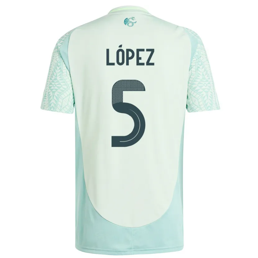 Danxen Men Mexico Jimena Lopez #5 Linen Green Away Jersey 24-26 T-Shirt