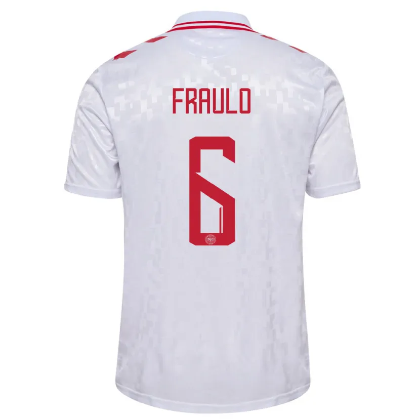 Danxen Men Denmark Oscar Fraulo #6 White Away Jersey 24-26 T-Shirt