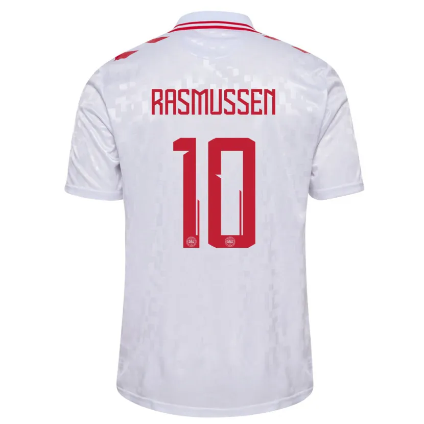 Danxen Men Denmark Christian Rasmussen #10 White Away Jersey 24-26 T-Shirt