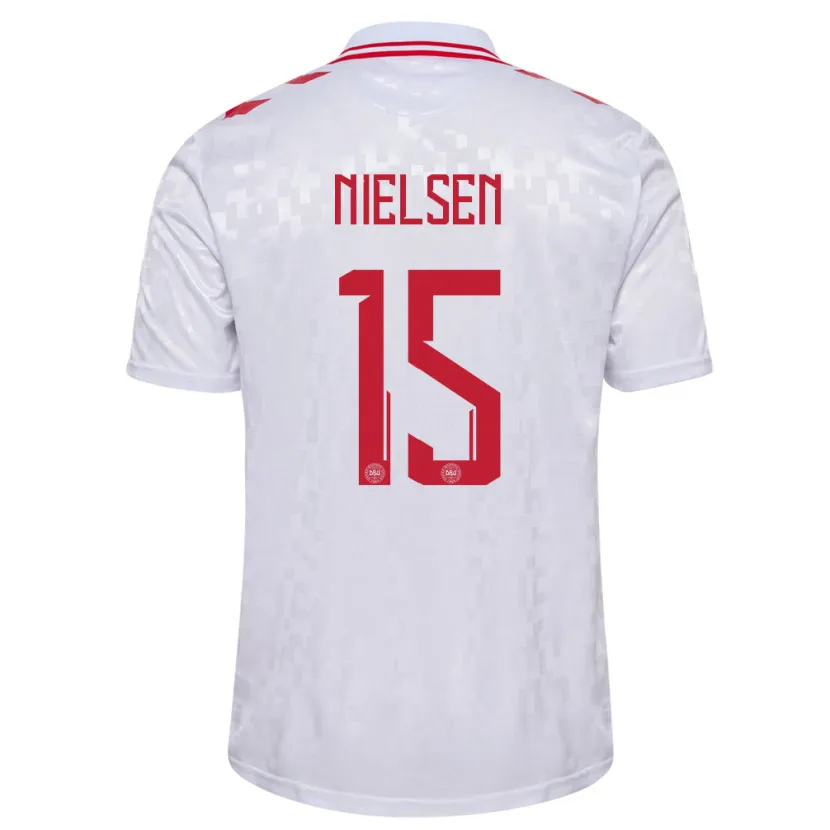 Danxen Men Denmark Villads Nielsen #15 White Away Jersey 24-26 T-Shirt