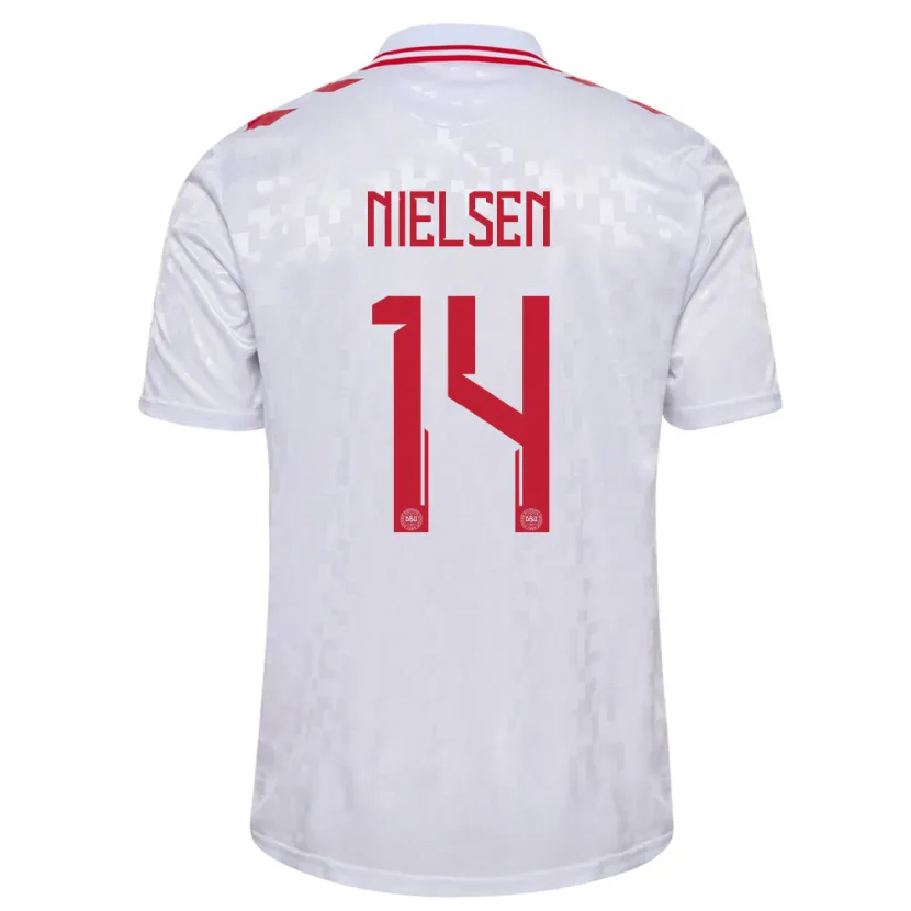 Danxen Men Denmark Julius Nielsen #14 White Away Jersey 24-26 T-Shirt