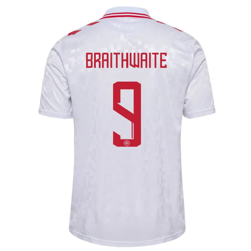 Danxen Men Denmark Martin Braithwaite #9 White Away Jersey 24-26 T-Shirt