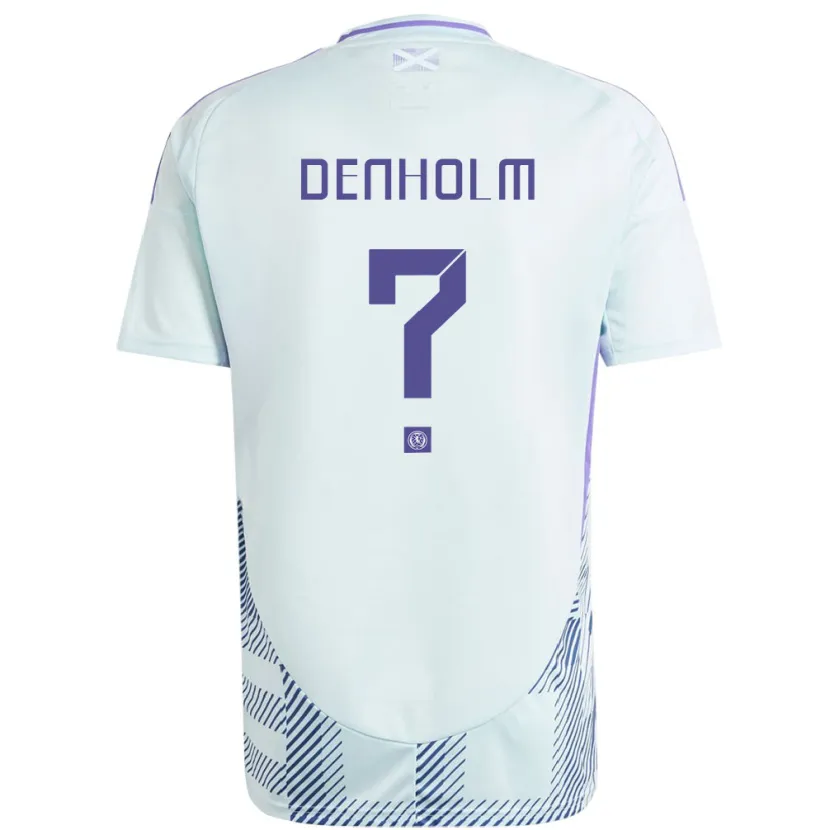 Danxen Men Scotland Aidan Denholm #0 Light Mint Blue Away Jersey 24-26 T-Shirt
