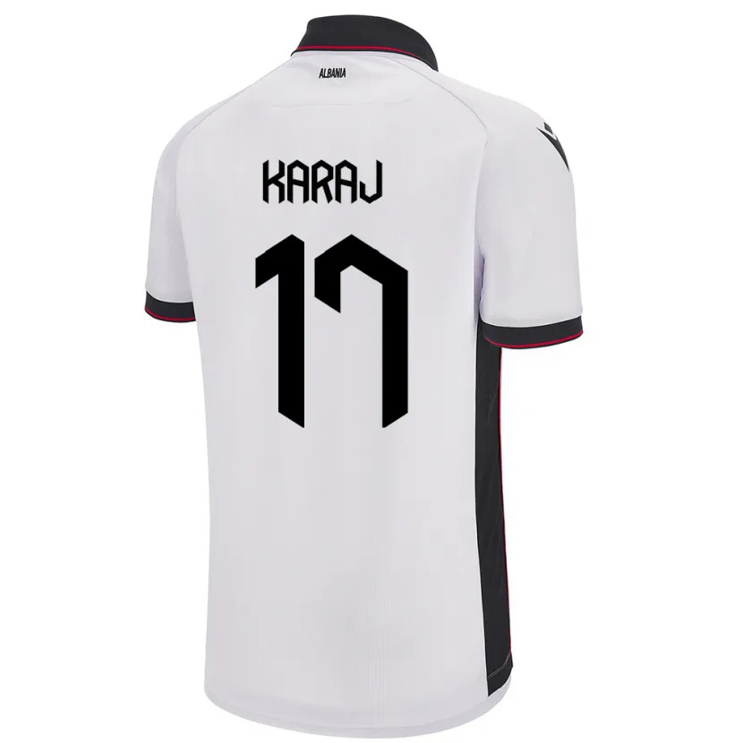 Danxen Men Albania Eraldo Karaj #17 White Away Jersey 24-26 T-Shirt