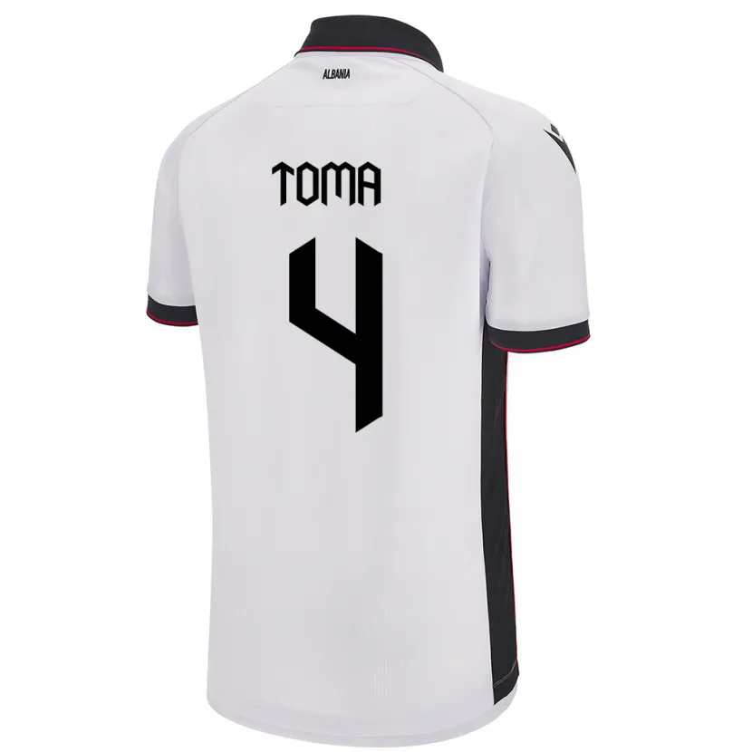 Danxen Men Albania Stella Toma #4 White Away Jersey 24-26 T-Shirt