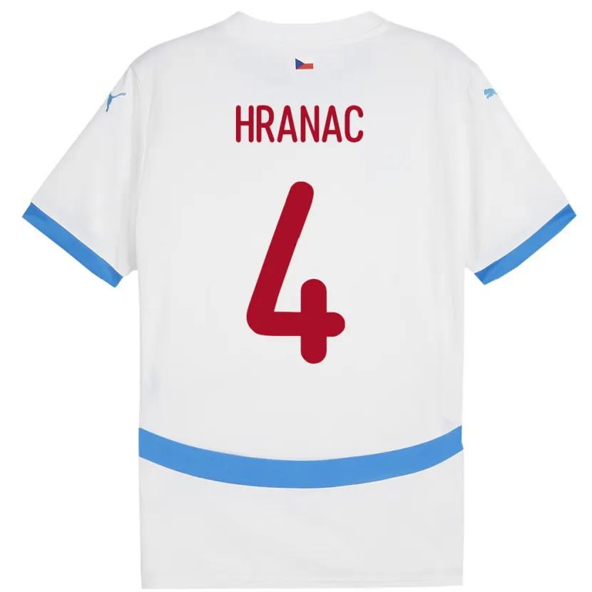 Danxen Men Czech Republic Robin Hranac #4 White Away Jersey 24-26 T-Shirt