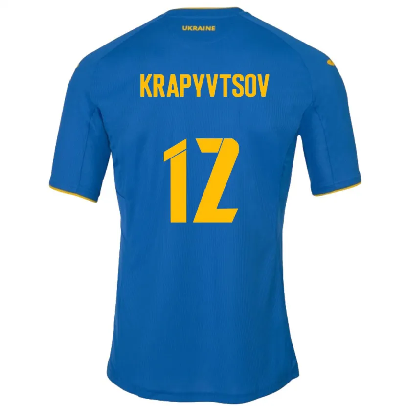 Danxen Men Ukraine Vladyslav Krapyvtsov #12 Blue Away Jersey 24-26 T-Shirt