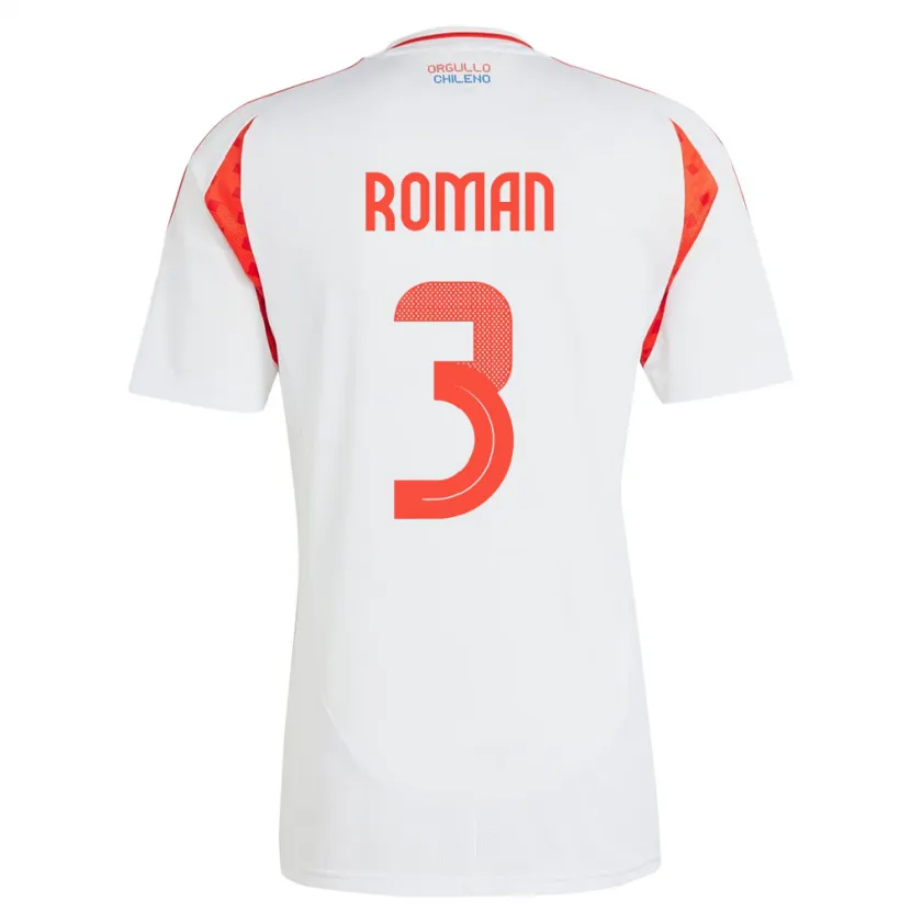 Danxen Men Chile Iván Román #3 White Away Jersey 24-26 T-Shirt