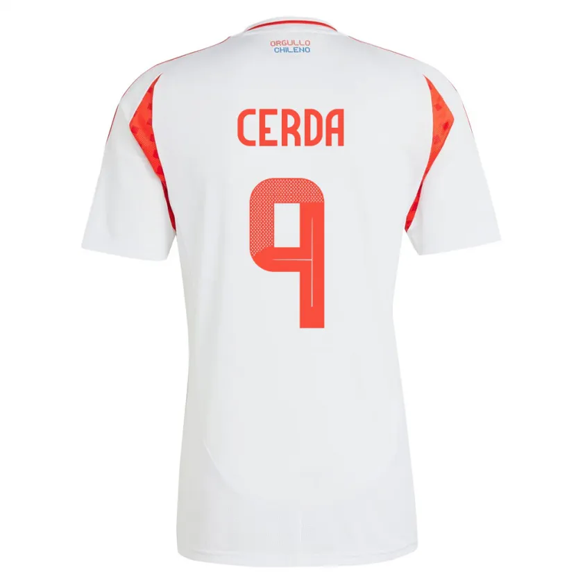 Danxen Men Chile Axel Cerda #9 White Away Jersey 24-26 T-Shirt