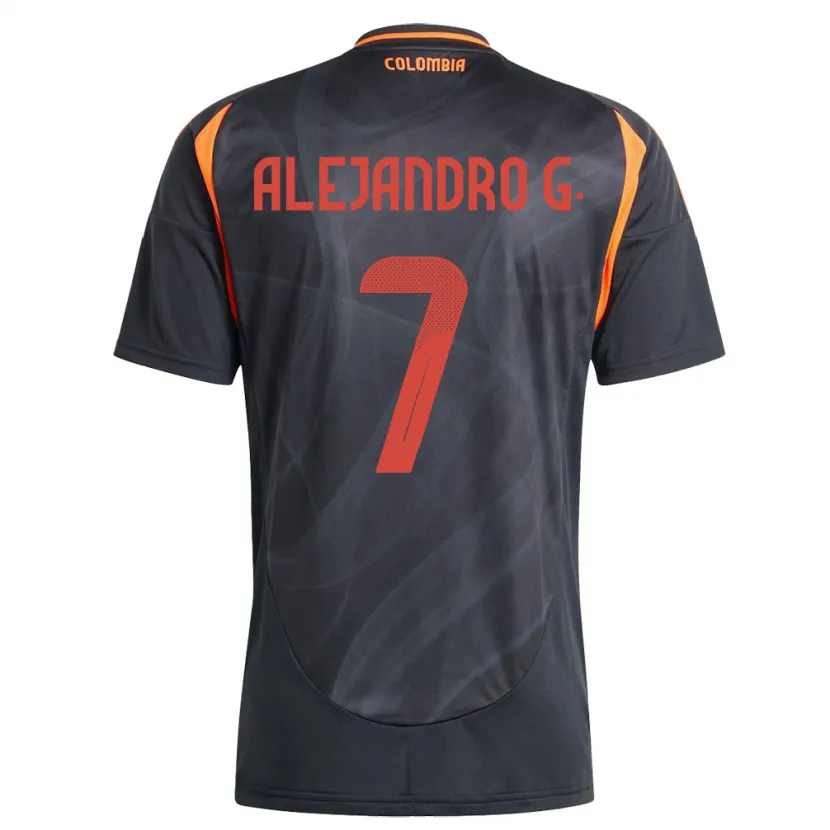 Danxen Men Colombia Alejandro García #7 Black Away Jersey 24-26 T-Shirt