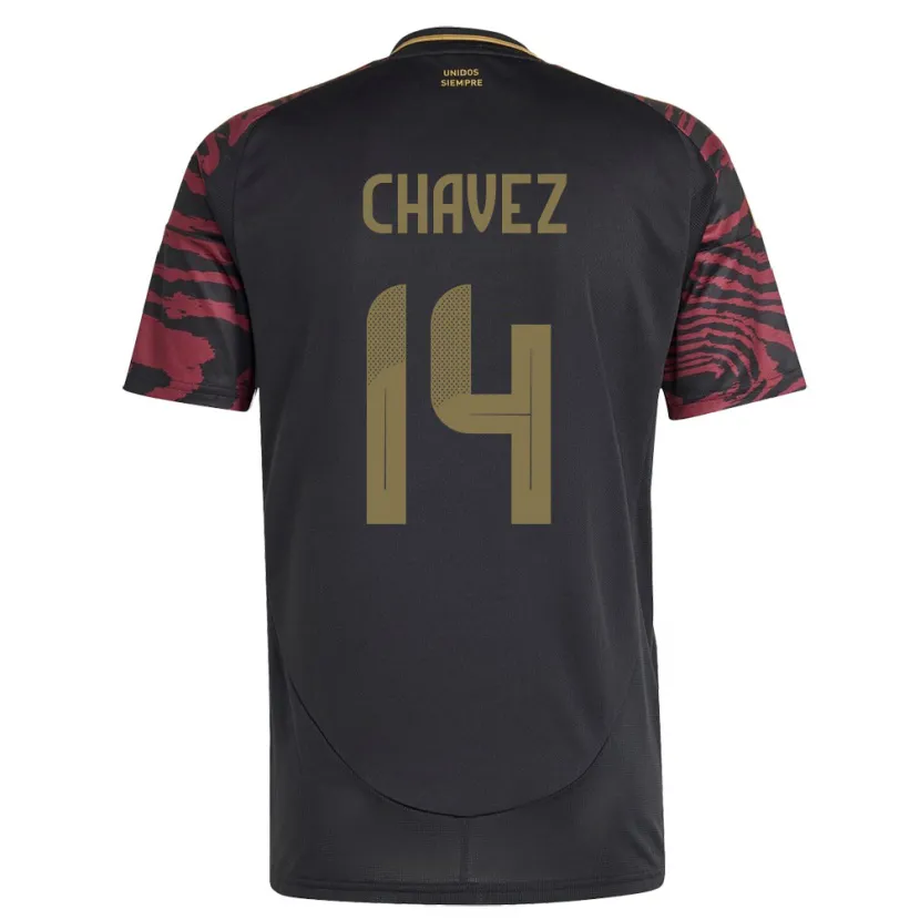 Danxen Men Peru Felipe Chávez #14 Black Away Jersey 24-26 T-Shirt