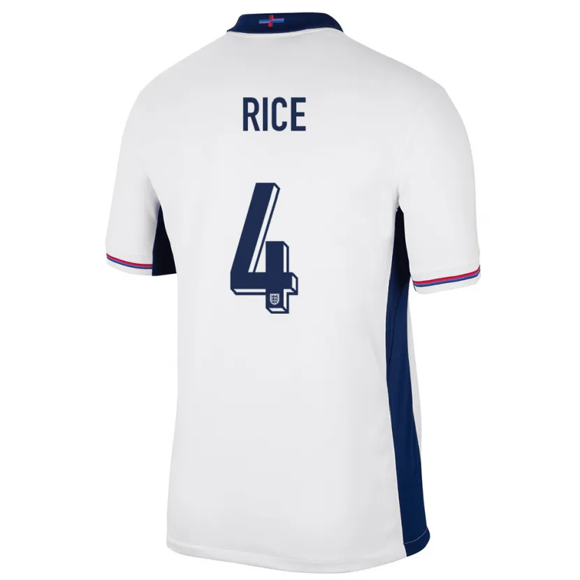 Danxen Women England Declan Rice #4 White Home Jersey 24-26 T-Shirt