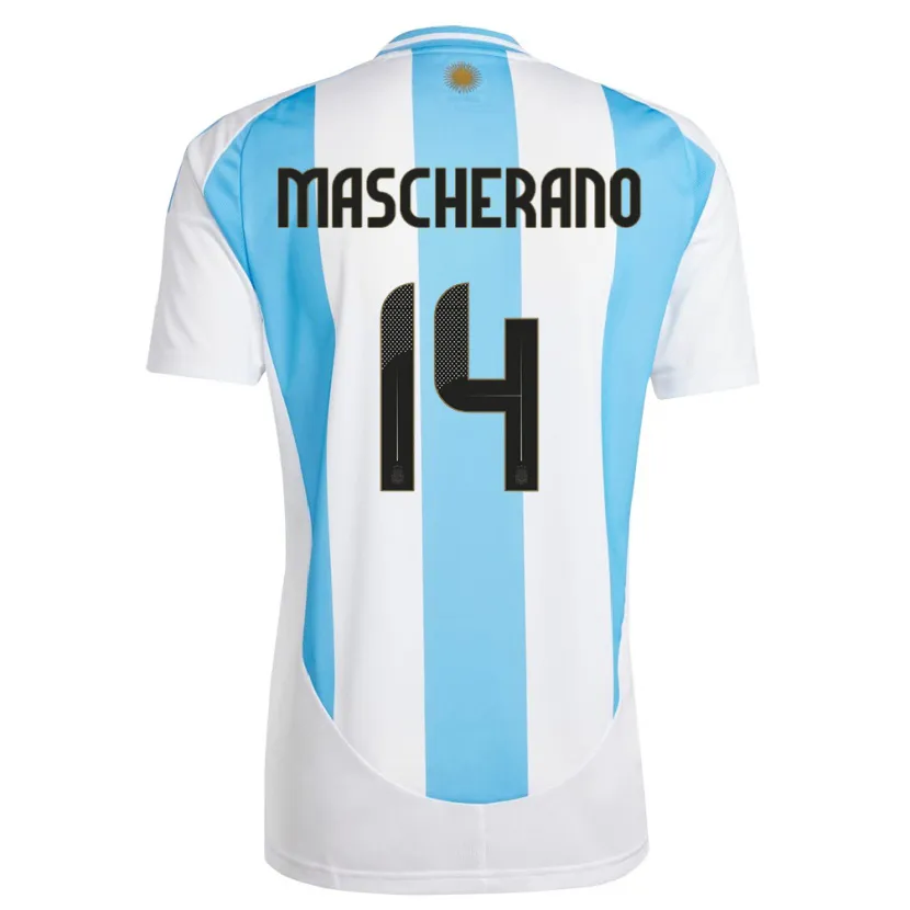 Danxen Women Argentina Javier Mascherano #14 White Blue Home Jersey 24-26 T-Shirt