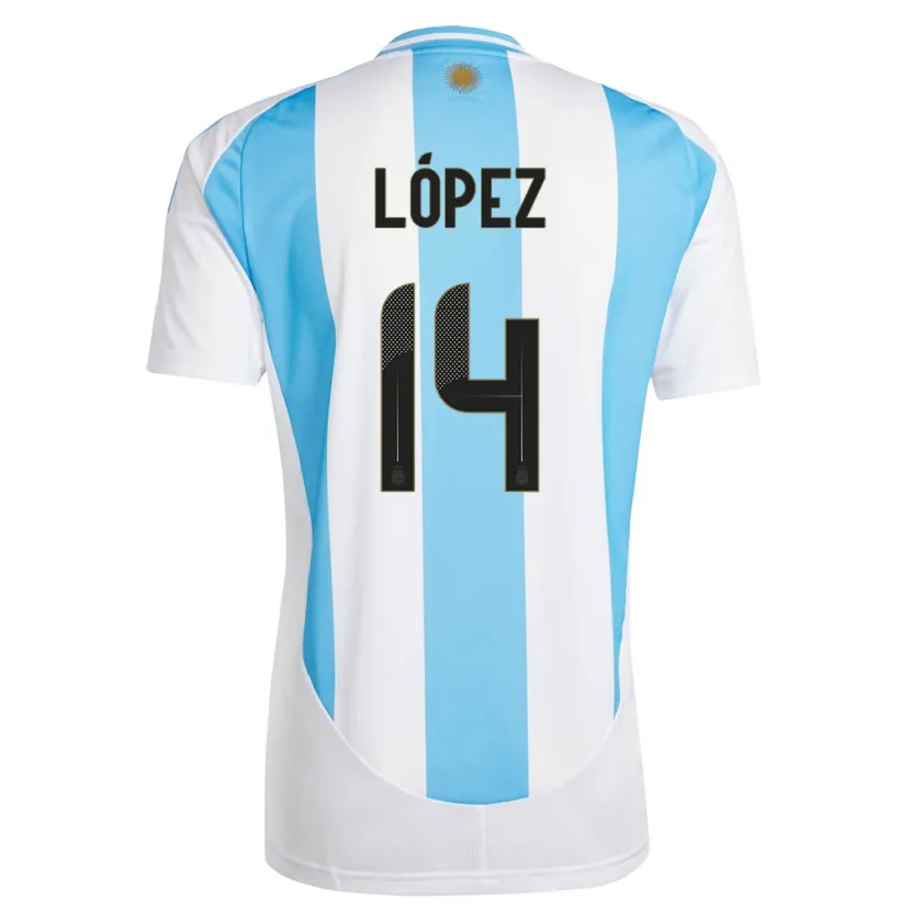 Danxen Women Argentina Lautaro Lopez #14 White Blue Home Jersey 24-26 T-Shirt