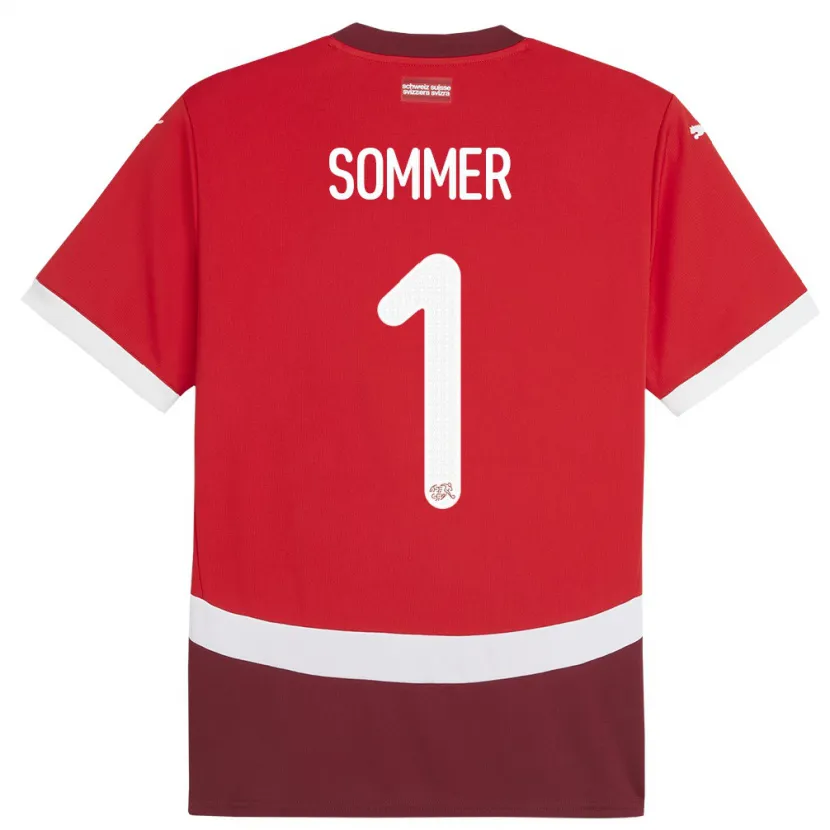 Danxen Women Switzerland Yann Sommer #1 Red Home Jersey 24-26 T-Shirt