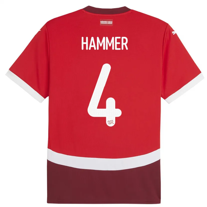 Danxen Women Switzerland Pascal Hammer #4 Red Home Jersey 24-26 T-Shirt