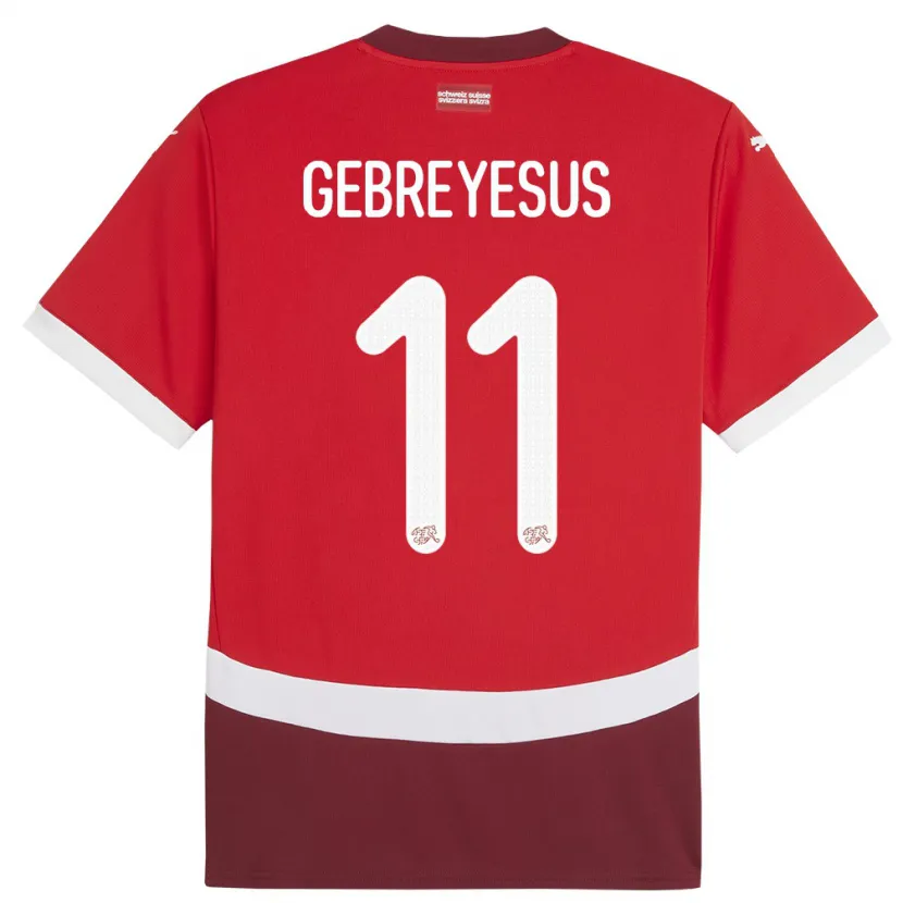 Danxen Women Switzerland Esey Gebreyesus #11 Red Home Jersey 24-26 T-Shirt